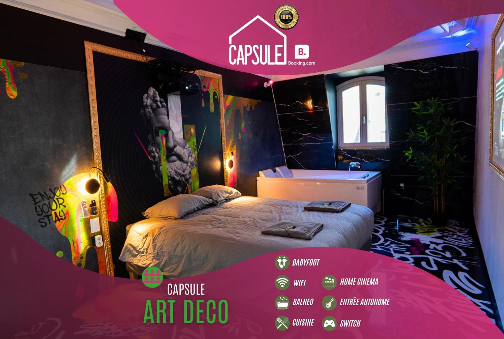 Capsule Art Deco - Jacuzzi - Netflix - Home Cinema - Arcade De Jeux & Nintendo Switch - 2 Chambres - Filet Suspendu Βαλενσιέν Εξωτερικό φωτογραφία